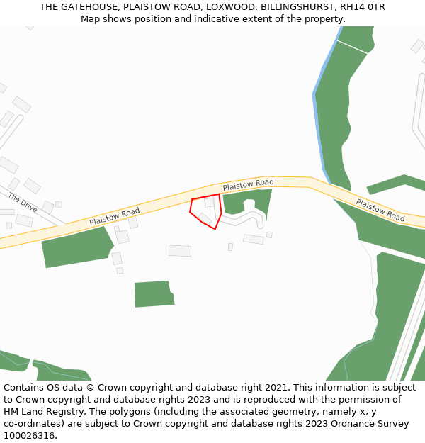 THE GATEHOUSE, PLAISTOW ROAD, LOXWOOD, BILLINGSHURST, RH14 0TR: Location map and indicative extent of plot