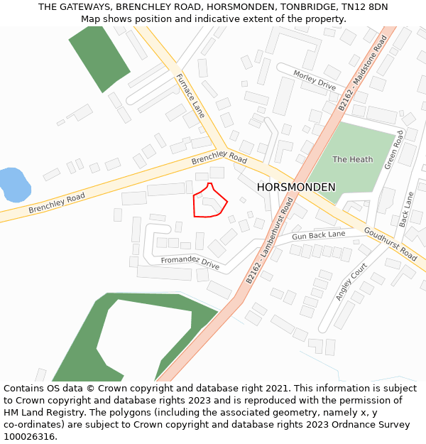 THE GATEWAYS, BRENCHLEY ROAD, HORSMONDEN, TONBRIDGE, TN12 8DN: Location map and indicative extent of plot