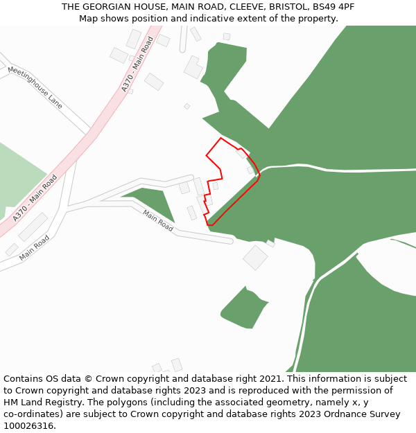 THE GEORGIAN HOUSE, MAIN ROAD, CLEEVE, BRISTOL, BS49 4PF: Location map and indicative extent of plot
