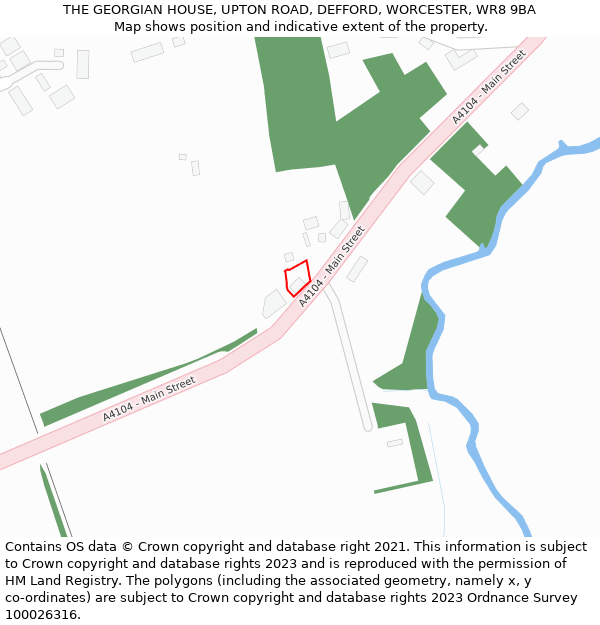 THE GEORGIAN HOUSE, UPTON ROAD, DEFFORD, WORCESTER, WR8 9BA: Location map and indicative extent of plot