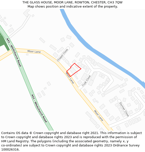 THE GLASS HOUSE, MOOR LANE, ROWTON, CHESTER, CH3 7QW: Location map and indicative extent of plot