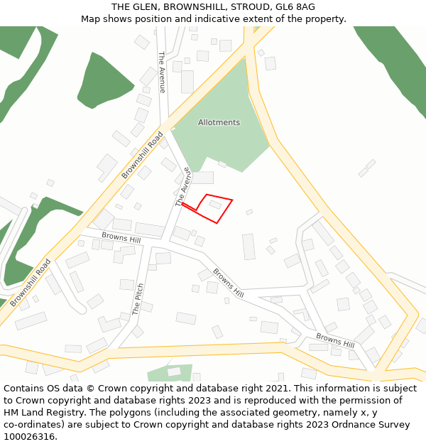 THE GLEN, BROWNSHILL, STROUD, GL6 8AG: Location map and indicative extent of plot