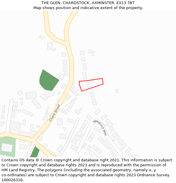 THE GLEN, CHARDSTOCK, AXMINSTER, EX13 7BT: Location map and indicative extent of plot