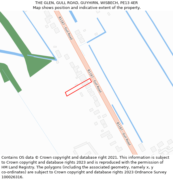 THE GLEN, GULL ROAD, GUYHIRN, WISBECH, PE13 4ER: Location map and indicative extent of plot