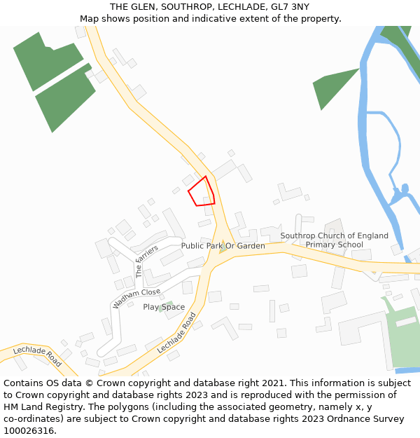 THE GLEN, SOUTHROP, LECHLADE, GL7 3NY: Location map and indicative extent of plot