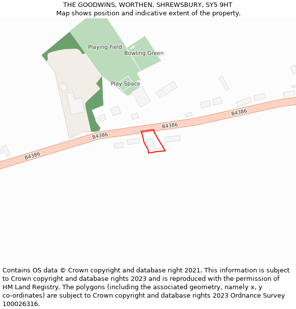 THE GOODWINS, WORTHEN, SHREWSBURY, SY5 9HT: Location map and indicative extent of plot