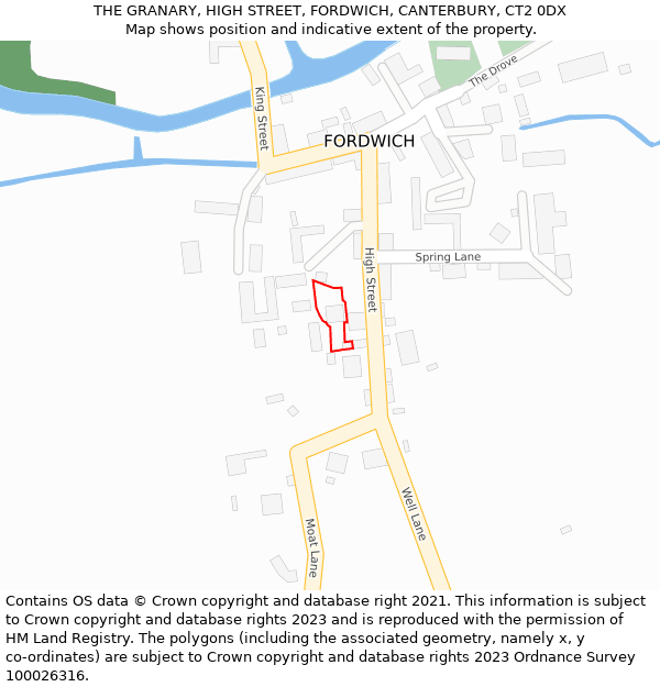 THE GRANARY, HIGH STREET, FORDWICH, CANTERBURY, CT2 0DX: Location map and indicative extent of plot