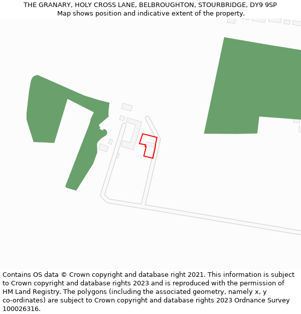 THE GRANARY, HOLY CROSS LANE, BELBROUGHTON, STOURBRIDGE, DY9 9SP: Location map and indicative extent of plot