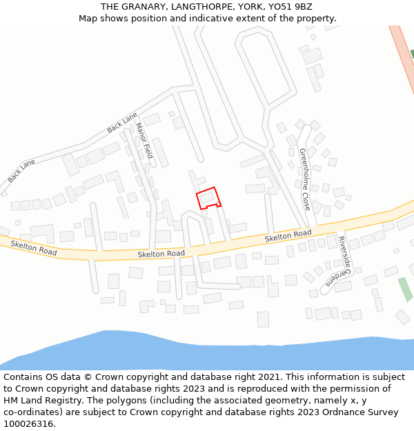 THE GRANARY, LANGTHORPE, YORK, YO51 9BZ: Location map and indicative extent of plot