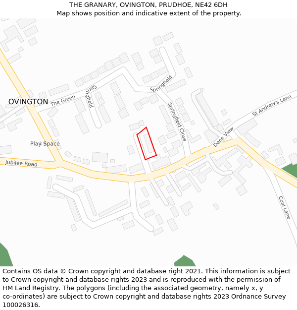 THE GRANARY, OVINGTON, PRUDHOE, NE42 6DH: Location map and indicative extent of plot