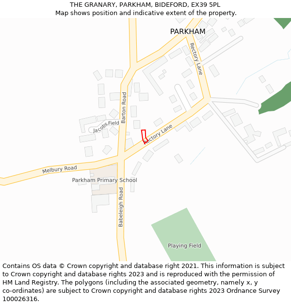 THE GRANARY, PARKHAM, BIDEFORD, EX39 5PL: Location map and indicative extent of plot