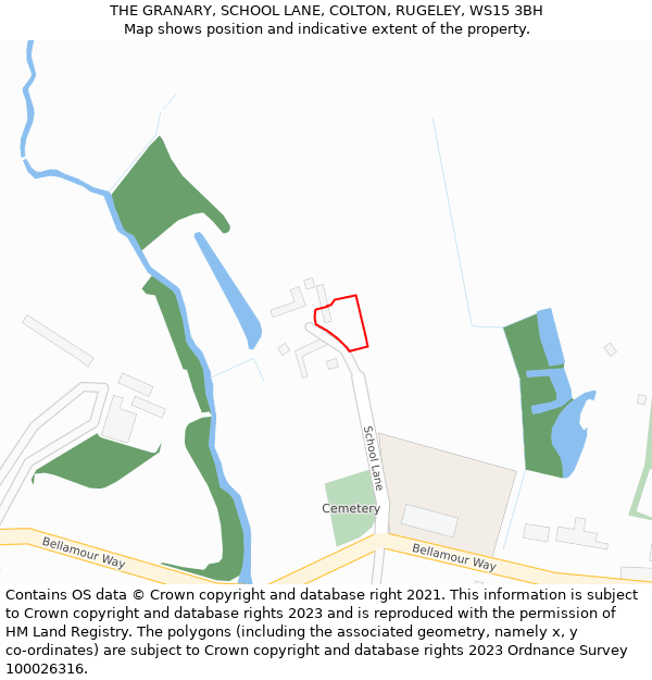 THE GRANARY, SCHOOL LANE, COLTON, RUGELEY, WS15 3BH: Location map and indicative extent of plot