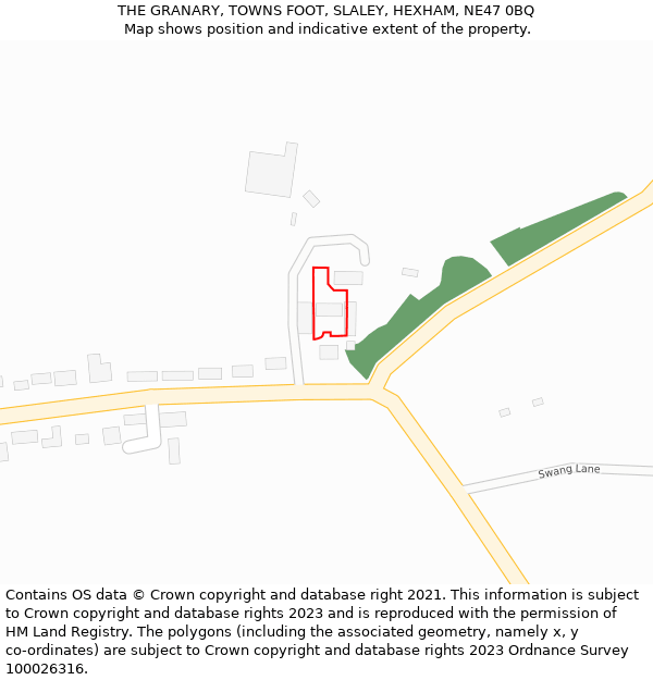 THE GRANARY, TOWNS FOOT, SLALEY, HEXHAM, NE47 0BQ: Location map and indicative extent of plot