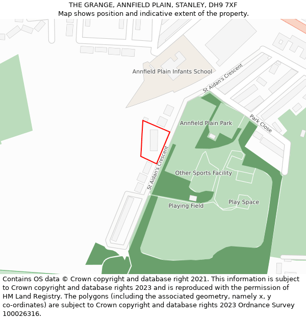 THE GRANGE, ANNFIELD PLAIN, STANLEY, DH9 7XF: Location map and indicative extent of plot