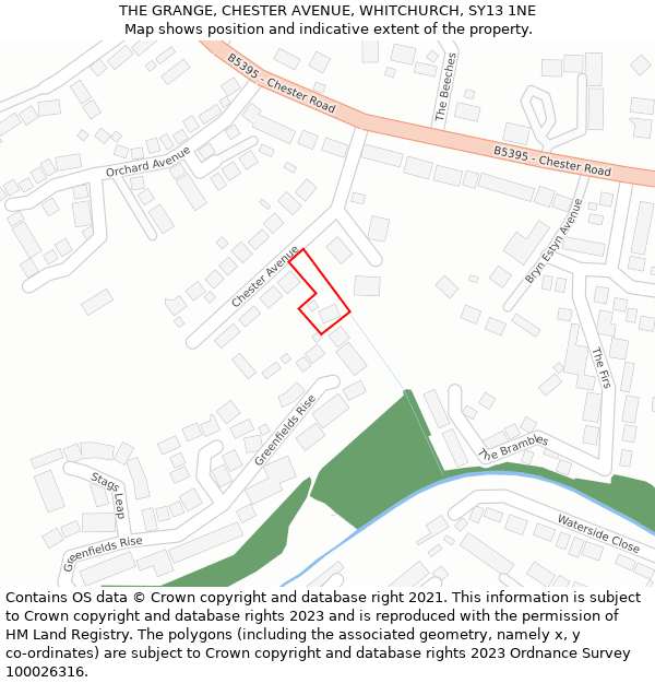 THE GRANGE, CHESTER AVENUE, WHITCHURCH, SY13 1NE: Location map and indicative extent of plot