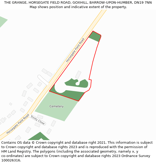 THE GRANGE, HORSEGATE FIELD ROAD, GOXHILL, BARROW-UPON-HUMBER, DN19 7NN: Location map and indicative extent of plot