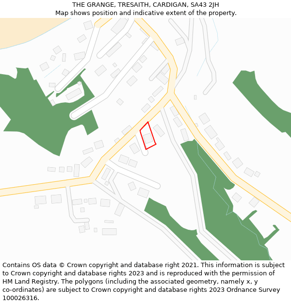 THE GRANGE, TRESAITH, CARDIGAN, SA43 2JH: Location map and indicative extent of plot