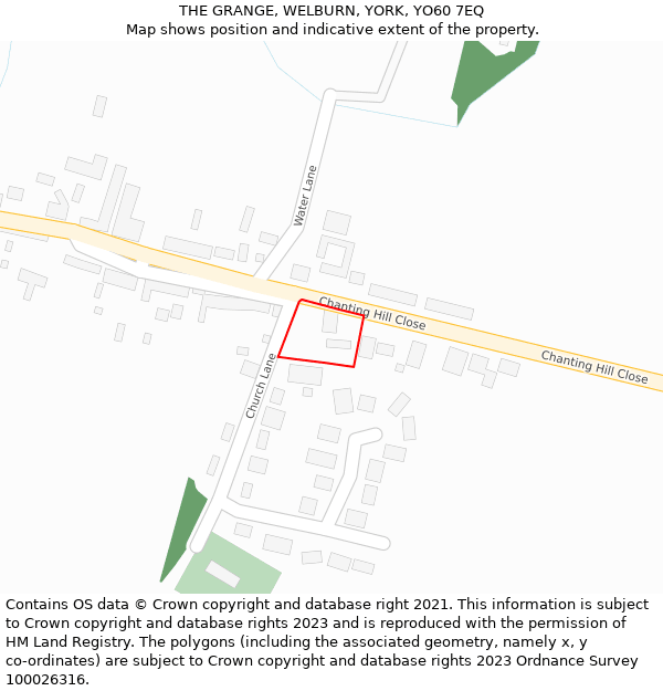 THE GRANGE, WELBURN, YORK, YO60 7EQ: Location map and indicative extent of plot