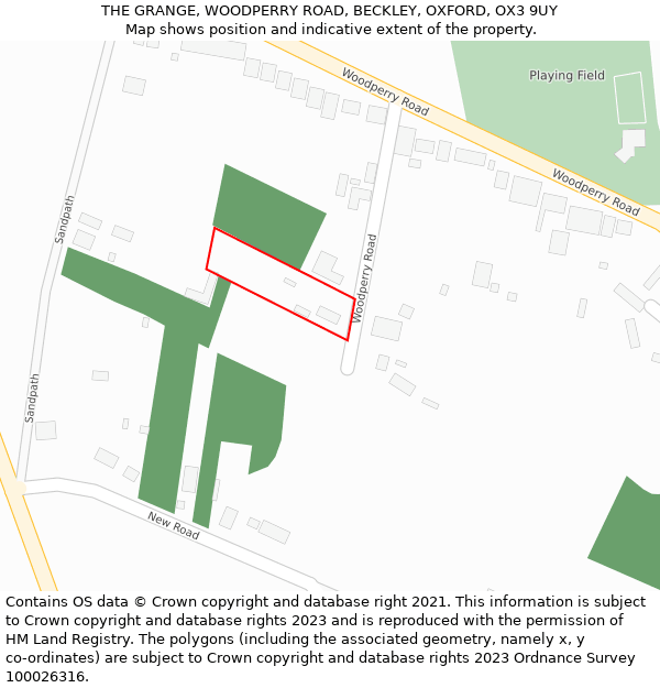 THE GRANGE, WOODPERRY ROAD, BECKLEY, OXFORD, OX3 9UY: Location map and indicative extent of plot