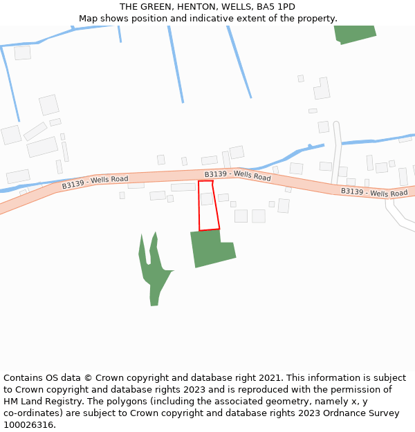THE GREEN, HENTON, WELLS, BA5 1PD: Location map and indicative extent of plot