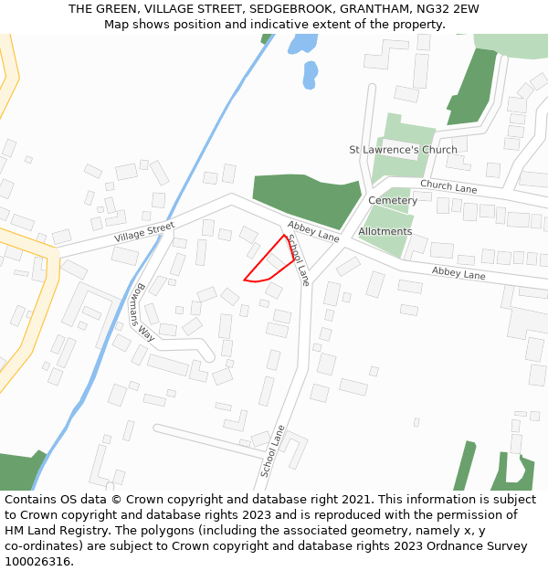 THE GREEN, VILLAGE STREET, SEDGEBROOK, GRANTHAM, NG32 2EW: Location map and indicative extent of plot