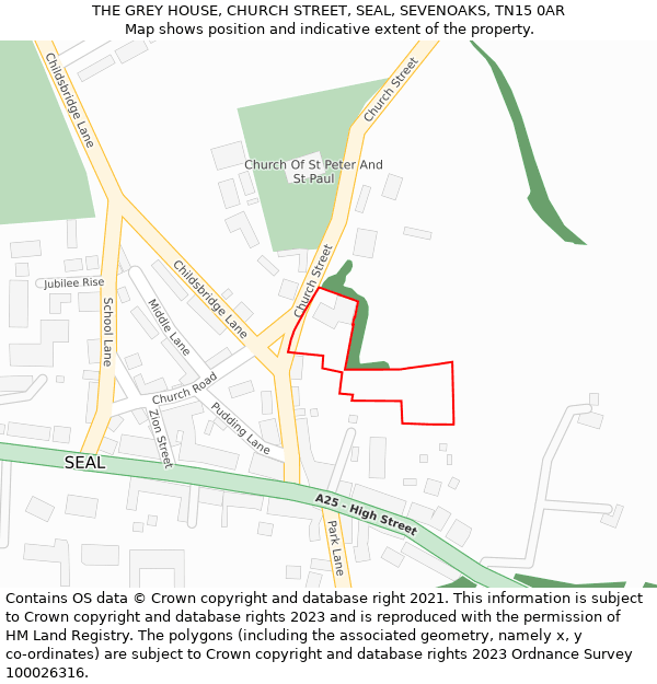 THE GREY HOUSE, CHURCH STREET, SEAL, SEVENOAKS, TN15 0AR: Location map and indicative extent of plot