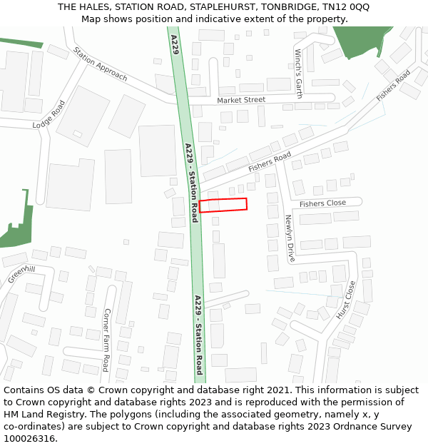 THE HALES, STATION ROAD, STAPLEHURST, TONBRIDGE, TN12 0QQ: Location map and indicative extent of plot