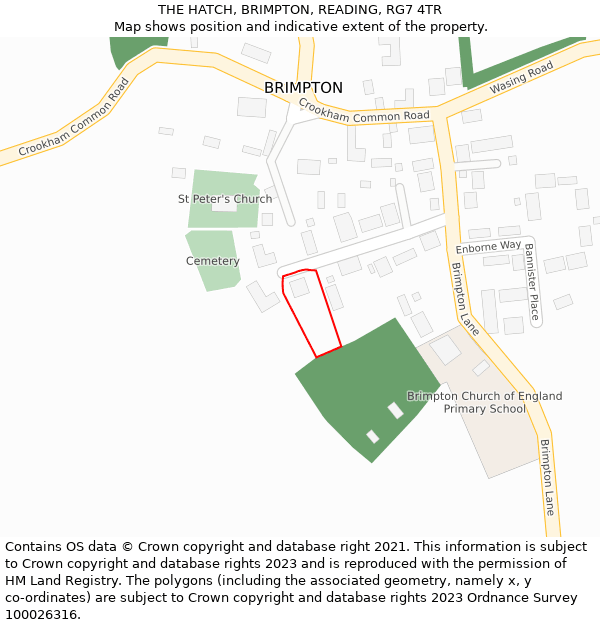 THE HATCH, BRIMPTON, READING, RG7 4TR: Location map and indicative extent of plot