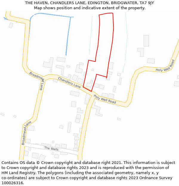 THE HAVEN, CHANDLERS LANE, EDINGTON, BRIDGWATER, TA7 9JY: Location map and indicative extent of plot