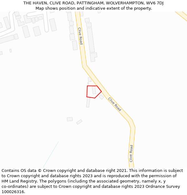 THE HAVEN, CLIVE ROAD, PATTINGHAM, WOLVERHAMPTON, WV6 7DJ: Location map and indicative extent of plot
