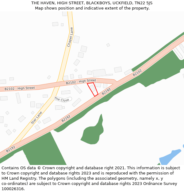 THE HAVEN, HIGH STREET, BLACKBOYS, UCKFIELD, TN22 5JS: Location map and indicative extent of plot