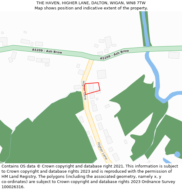 THE HAVEN, HIGHER LANE, DALTON, WIGAN, WN8 7TW: Location map and indicative extent of plot