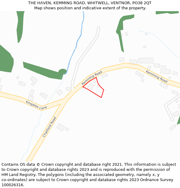 THE HAVEN, KEMMING ROAD, WHITWELL, VENTNOR, PO38 2QT: Location map and indicative extent of plot