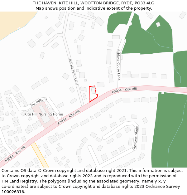 THE HAVEN, KITE HILL, WOOTTON BRIDGE, RYDE, PO33 4LG: Location map and indicative extent of plot