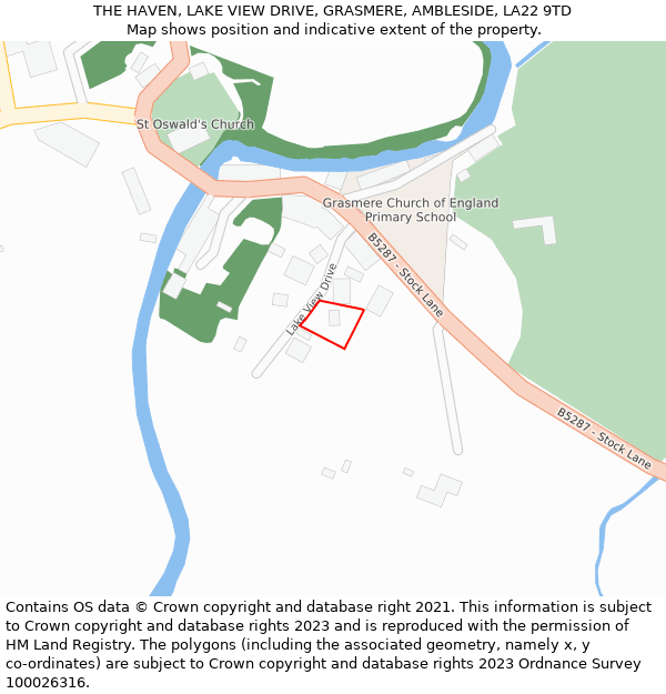 THE HAVEN, LAKE VIEW DRIVE, GRASMERE, AMBLESIDE, LA22 9TD: Location map and indicative extent of plot