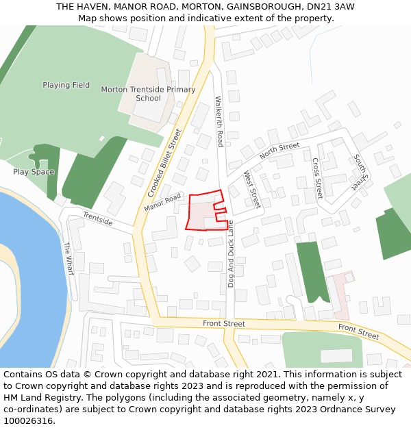 THE HAVEN, MANOR ROAD, MORTON, GAINSBOROUGH, DN21 3AW: Location map and indicative extent of plot