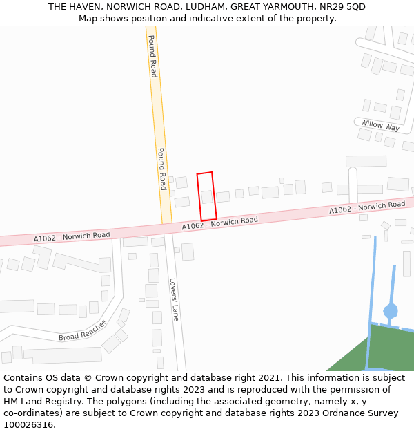 THE HAVEN, NORWICH ROAD, LUDHAM, GREAT YARMOUTH, NR29 5QD: Location map and indicative extent of plot