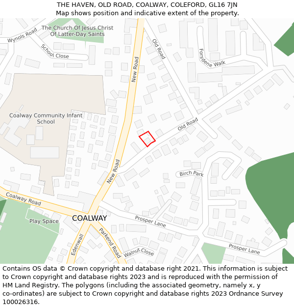 THE HAVEN, OLD ROAD, COALWAY, COLEFORD, GL16 7JN: Location map and indicative extent of plot