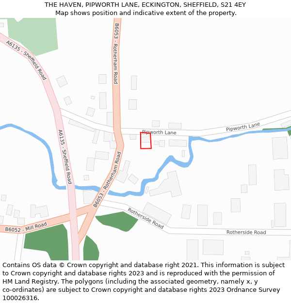 THE HAVEN, PIPWORTH LANE, ECKINGTON, SHEFFIELD, S21 4EY: Location map and indicative extent of plot