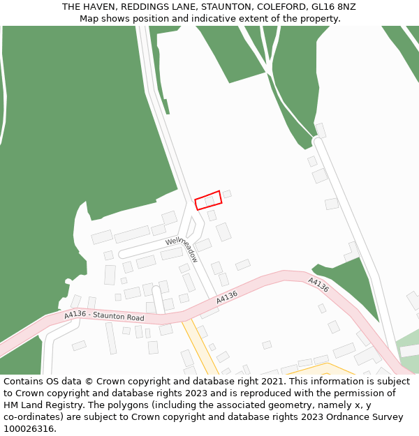 THE HAVEN, REDDINGS LANE, STAUNTON, COLEFORD, GL16 8NZ: Location map and indicative extent of plot