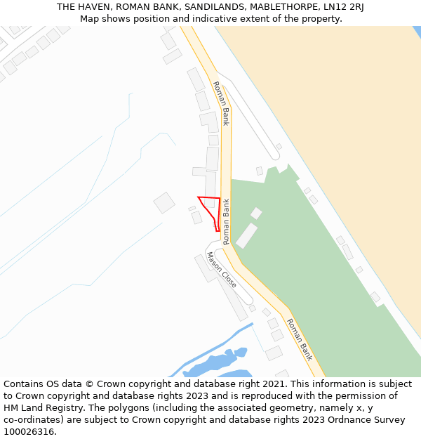 THE HAVEN, ROMAN BANK, SANDILANDS, MABLETHORPE, LN12 2RJ: Location map and indicative extent of plot