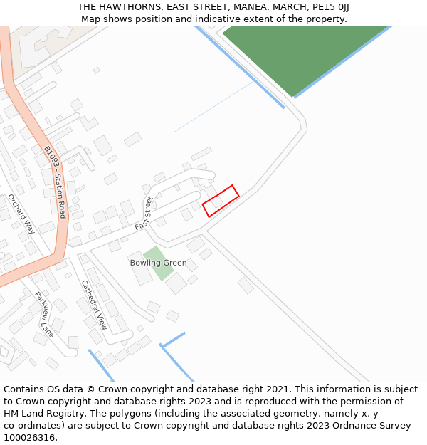 THE HAWTHORNS, EAST STREET, MANEA, MARCH, PE15 0JJ: Location map and indicative extent of plot