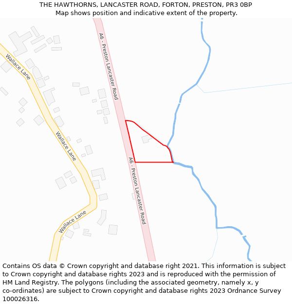 THE HAWTHORNS, LANCASTER ROAD, FORTON, PRESTON, PR3 0BP: Location map and indicative extent of plot