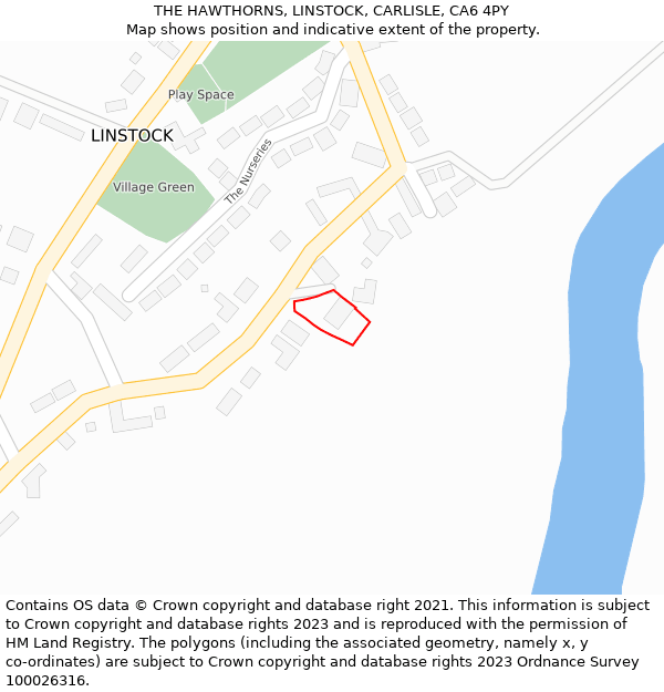 THE HAWTHORNS, LINSTOCK, CARLISLE, CA6 4PY: Location map and indicative extent of plot