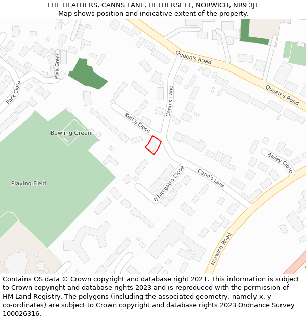 THE HEATHERS, CANNS LANE, HETHERSETT, NORWICH, NR9 3JE: Location map and indicative extent of plot