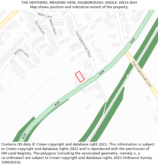 THE HEATHERS, MEADOW VIEW, EGGBOROUGH, GOOLE, DN14 0UH: Location map and indicative extent of plot