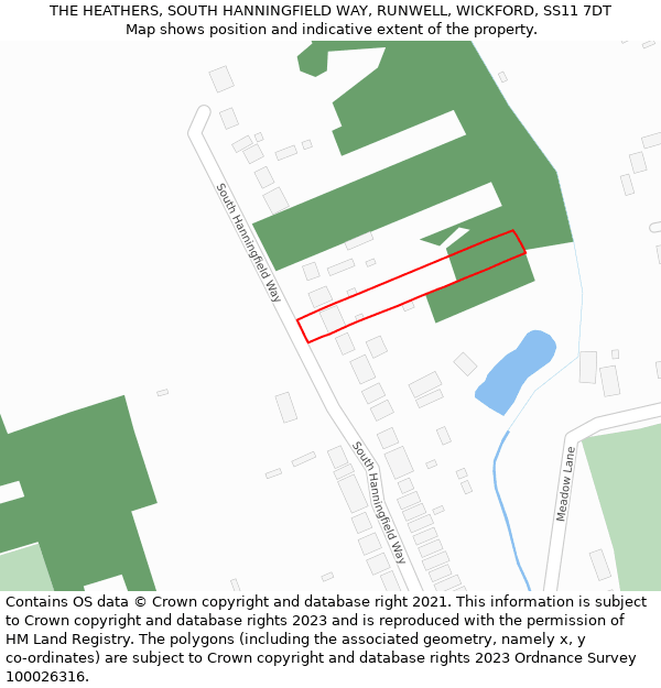 THE HEATHERS, SOUTH HANNINGFIELD WAY, RUNWELL, WICKFORD, SS11 7DT: Location map and indicative extent of plot