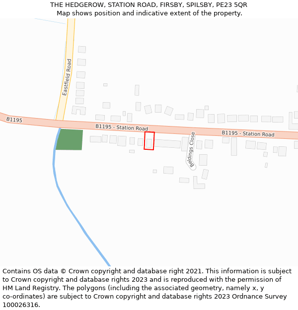THE HEDGEROW, STATION ROAD, FIRSBY, SPILSBY, PE23 5QR: Location map and indicative extent of plot