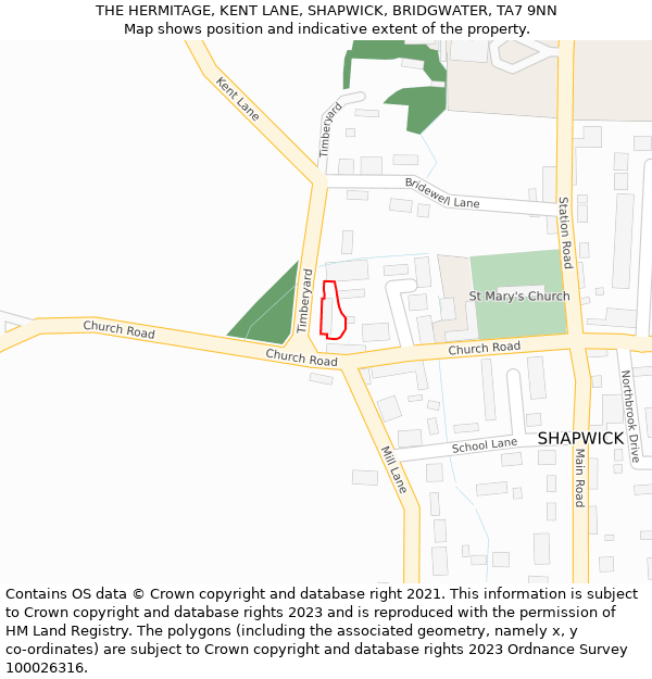 THE HERMITAGE, KENT LANE, SHAPWICK, BRIDGWATER, TA7 9NN: Location map and indicative extent of plot