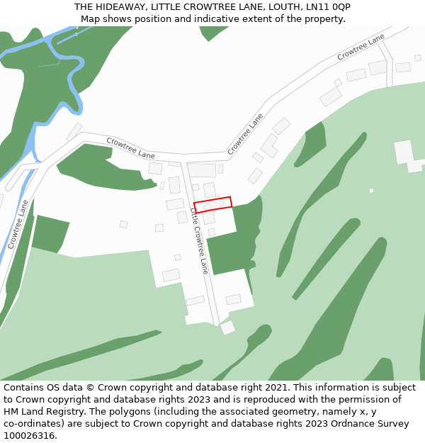 THE HIDEAWAY, LITTLE CROWTREE LANE, LOUTH, LN11 0QP: Location map and indicative extent of plot